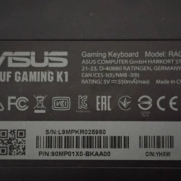 ASUS TUF Gaming K1 RGB Keyboard with Dedicated Volume Knob Spill-Resistance USB - Picture 3 of 4